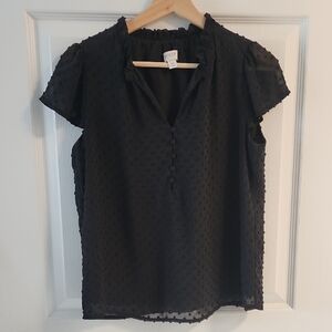 J. Crew Black Textured Blouse